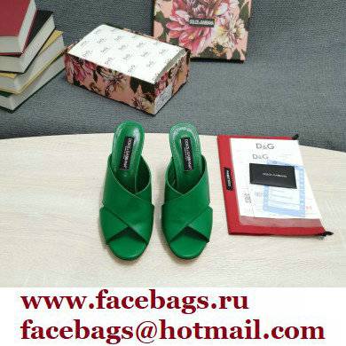 Dolce & Gabbana Heel 11cm Mules Calfskin Green with Geometric Heel 2022